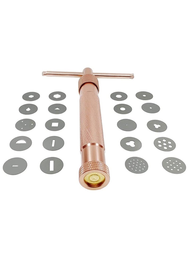 Rose Gold Fondant Extruder Stainless Steel Sugar Paste Tool with 20 Discs for Cake Decorating and Crafting - Image 1