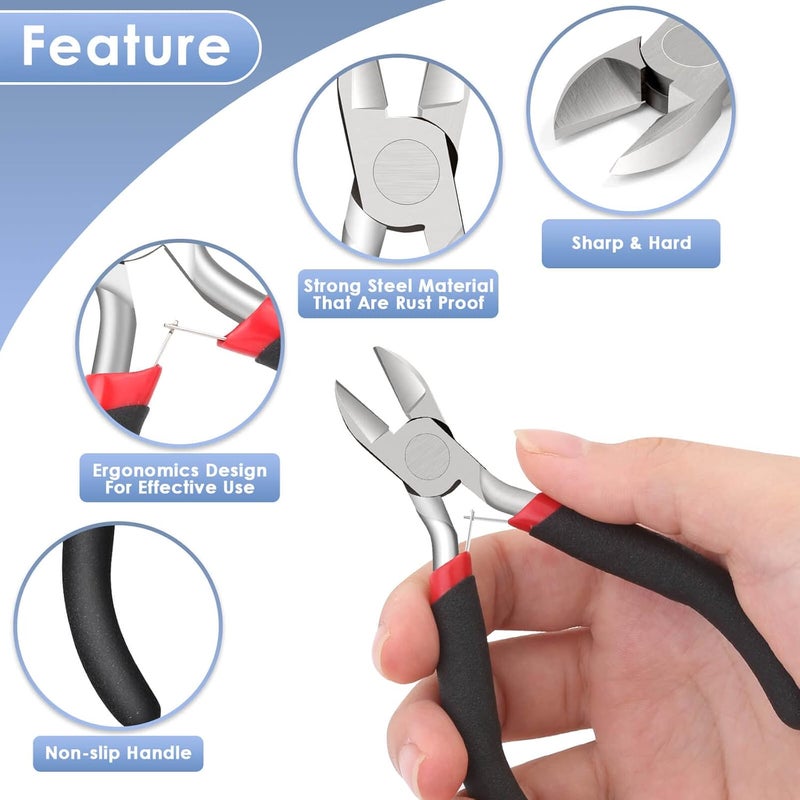 Billbotk Wire Cutters Small Side Cutters for Crafts Flush Cutting Pliers for Jewelry Making Floral Wire Cutters for Artificial Flowers Zip Tie Cutters for Cable Tie Wire Cutting Tool for Guitar Strings - Image 4