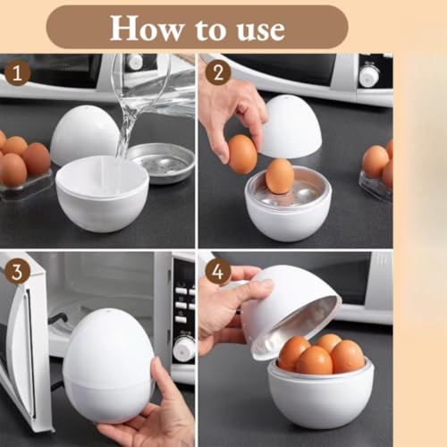 BOENLU Microwave Egg Cooker for 4 Eggs,Hard Boiled Egg Cooker Compact Microwave Safe Egg Boiler for Hard Soft or Poached Eggs Space Saving Design - Image 2