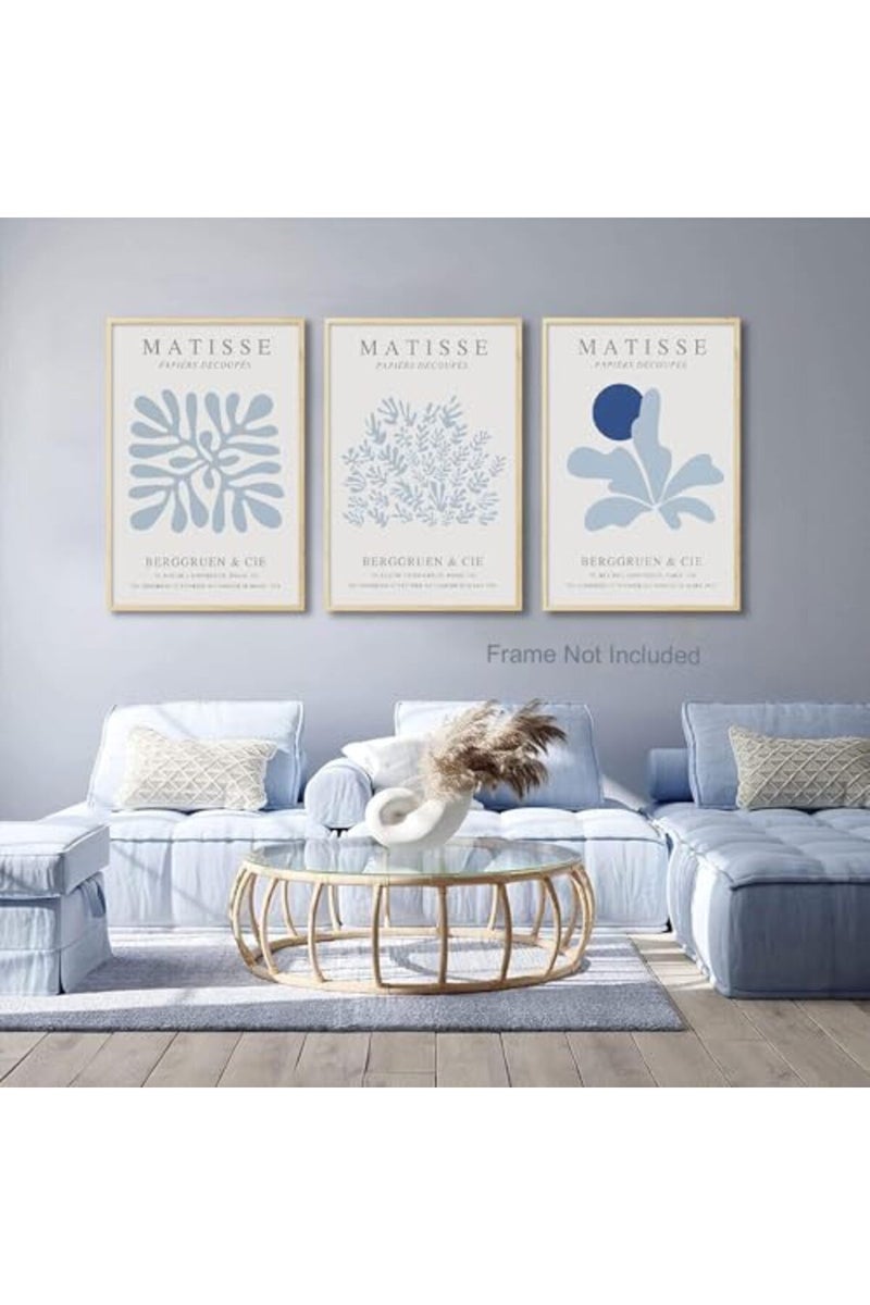 Djmwtb Matisse Canvas Wall Art Blue Abstract Poster Prints Set of 3 - Image 2