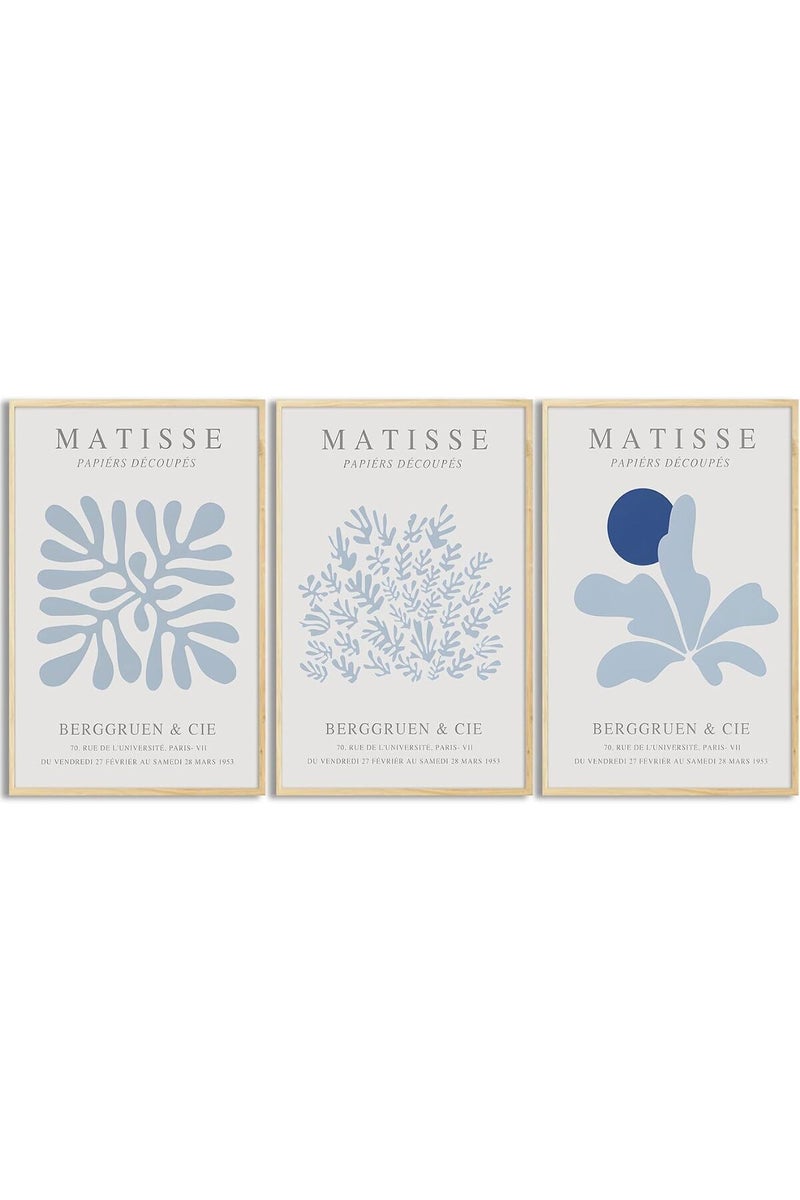 Djmwtb Matisse Canvas Wall Art Blue Abstract Poster Prints Set of 3 - Image 1