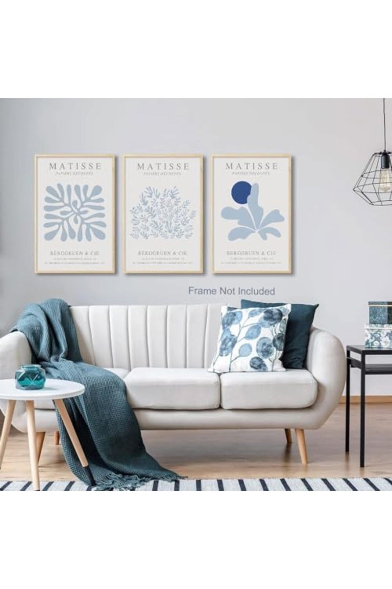 Djmwtb Matisse Canvas Wall Art Blue Abstract Poster Prints Set of 3 - Image 3