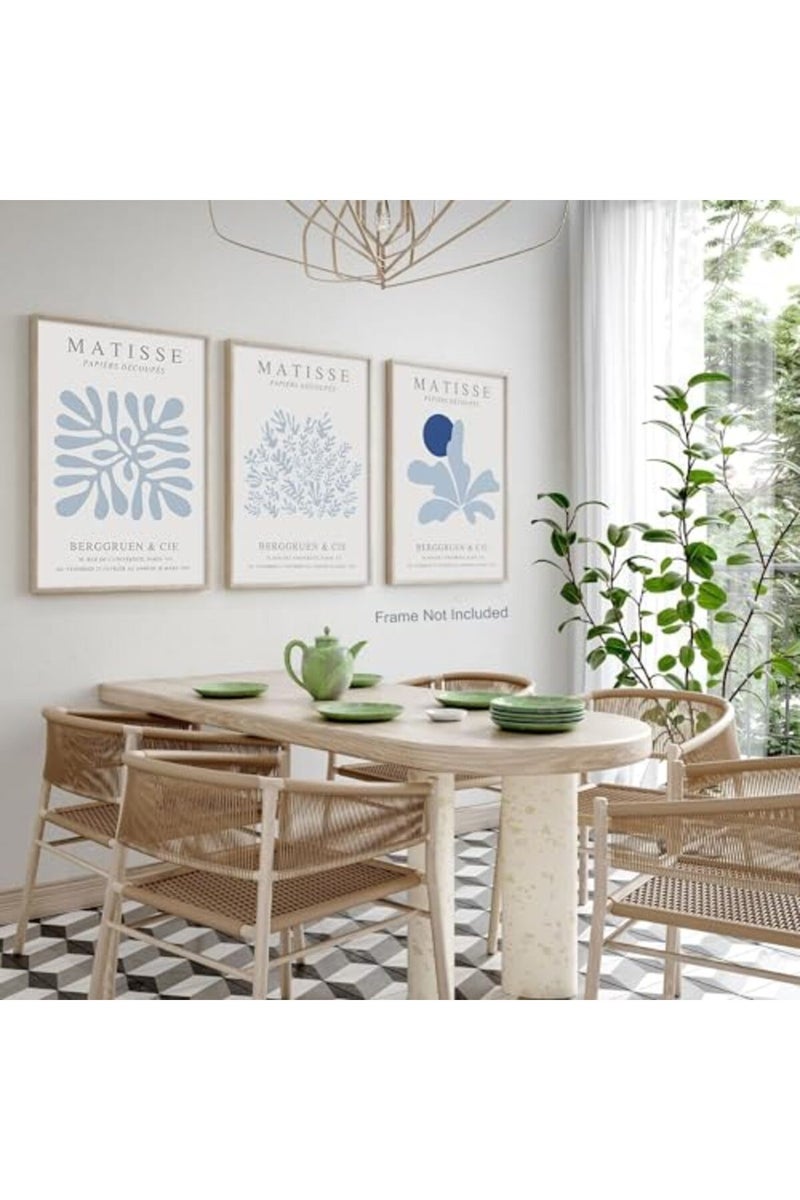Djmwtb Matisse Canvas Wall Art Blue Abstract Poster Prints Set of 3 - Image 4