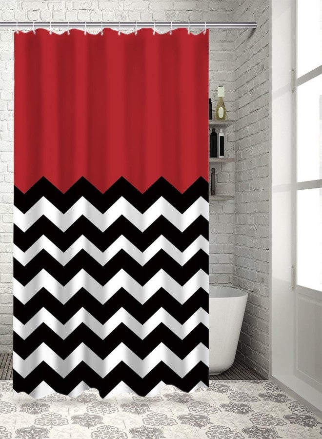 فاندارلين ستارة حمام فاندارلين حمراء وسوداء وبيضاء متعرجة - مصنوعة حسب الطلب، 66 بوصة × 72 بوصة - Image 5