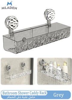 MLADEN Wall-Mounted Bathroom Shower Caddy with 4 Hooks,Transparent Bathroom Storage Rack Makeup Organizer Suction Cup Style Bathroom Organizer,Large Capacity Hanging Bathroom Storage Shelf No Drilling Bathroom Shower Shelf,Rustproof Shower Shelf for Bathroom, Dorm, Toilet, Kitchen  - Image 1