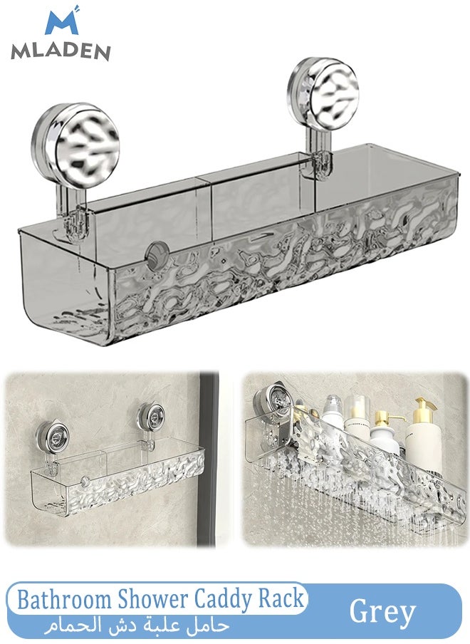 MLADEN Wall-Mounted Bathroom Shower Caddy with 4 Hooks,Transparent Bathroom Storage Rack Makeup Organizer Suction Cup Style Bathroom Organizer,Large Capacity Hanging Bathroom Storage Shelf No Drilling Bathroom Shower Shelf,Rustproof Shower Shelf for Bathroom, Dorm, Toilet, Kitchen  - Image 1