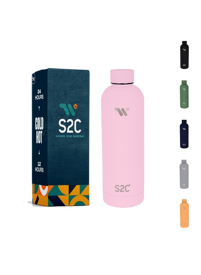 S2C Water Bottle Stainless Steel 750ml - Double Wall insulated Water Bottles for Hot Water Gym Bottle Stainless Steel Water Bottle for Kids School Flask Bottle Hot water bottle - Image 1