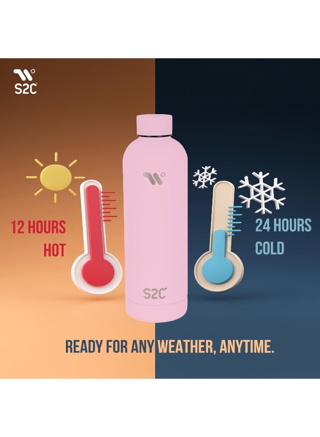 S2C Water Bottle Stainless Steel 750ml - Double Wall insulated Water Bottles for Hot Water Gym Bottle Stainless Steel Water Bottle for Kids School Flask Bottle Hot water bottle - Image 4