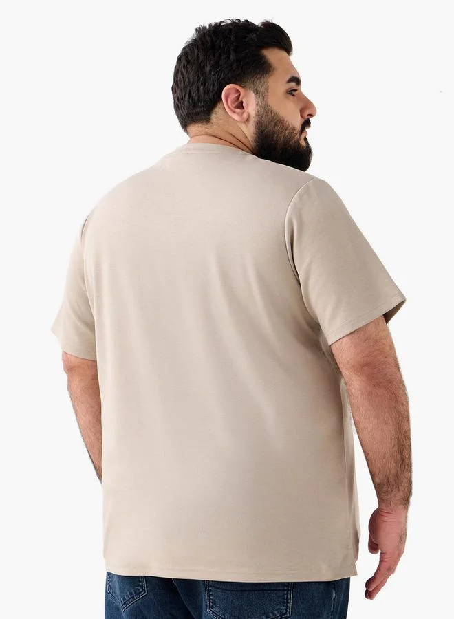 Maxim  Men Regular Fit Crew Neck Short Sleeves Tonal Embroidered T-shirt for Men | Best Price UAE