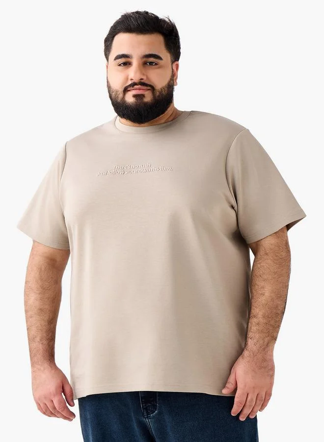 Maxim  Men Regular Fit Crew Neck Short Sleeves Tonal Embroidered T-shirt for Men | Best Price UAE