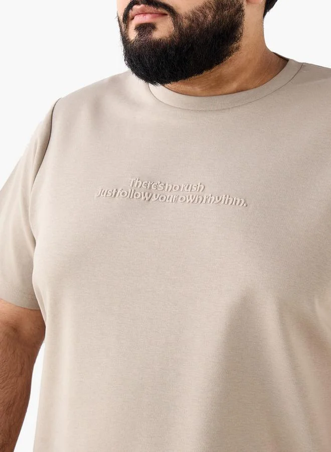 Maxim  Men Regular Fit Crew Neck Short Sleeves Tonal Embroidered T-shirt for Men | Best Price UAE