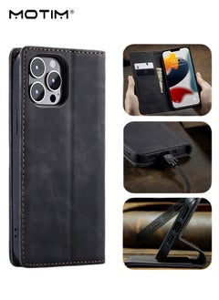 Motim iPhone 14 Pro Max Wallet Case with Card Holder & Kickstand, Premium Leather Phone Case for iPhone 14 Pro Max, Adjustable Stand, Full Shockproof Protection Magnetic Flip Cover with Wallet Card Holder  - Image 1