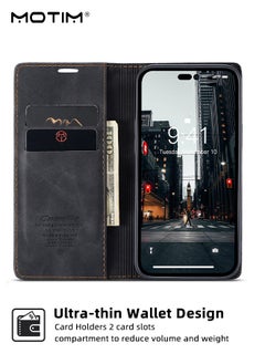 Motim iPhone 14 Pro Max Wallet Case with Card Holder & Kickstand, Premium Leather Phone Case for iPhone 14 Pro Max, Adjustable Stand, Full Shockproof Protection Magnetic Flip Cover with Wallet Card Holder  - Image 3