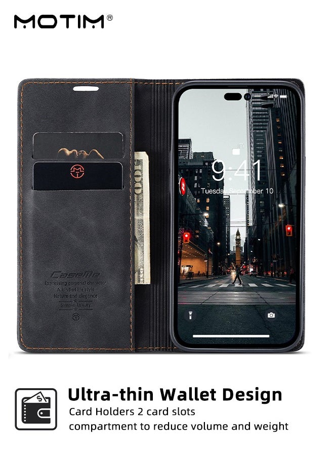 Motim iPhone 14 Pro Max Wallet Case with Card Holder & Kickstand, Premium Leather Phone Case for iPhone 14 Pro Max, Adjustable Stand, Full Shockproof Protection Magnetic Flip Cover with Wallet Card Holder  - Image 3