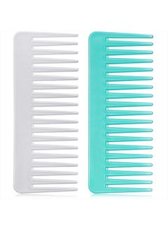 Patelai Large Hair Detangling Comb Wide Tooth Comb for Curly Hair Wet Dry Hair, No Handle Detangler Comb Styling Shampoo Comb (White, Cyan)  - Image 1