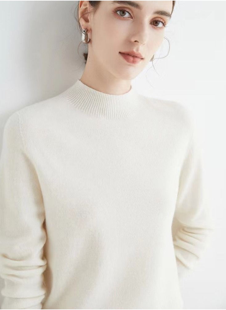 Loquat Autumn Winter Seamless Half Turtleneck Women's Cashmere Sweater 