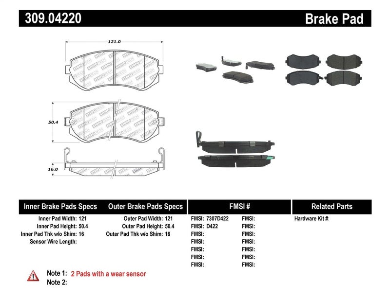 StopTech 309.04220 Sport Brake Pads with Shims and Hardware - Image 5
