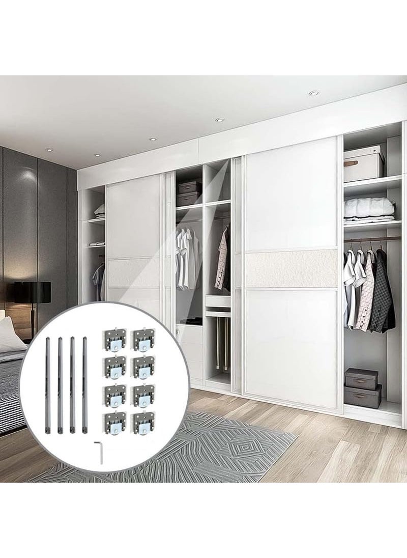 AIVIN AIVIN Stainless Steel Heavy Duty Top Screw Soft Close Wardrobe Sliding Double Track Door Roller for Wardrobe Sliding Doors Wooden Sliding Doors Glass Sliders Color Silver  - Image 2