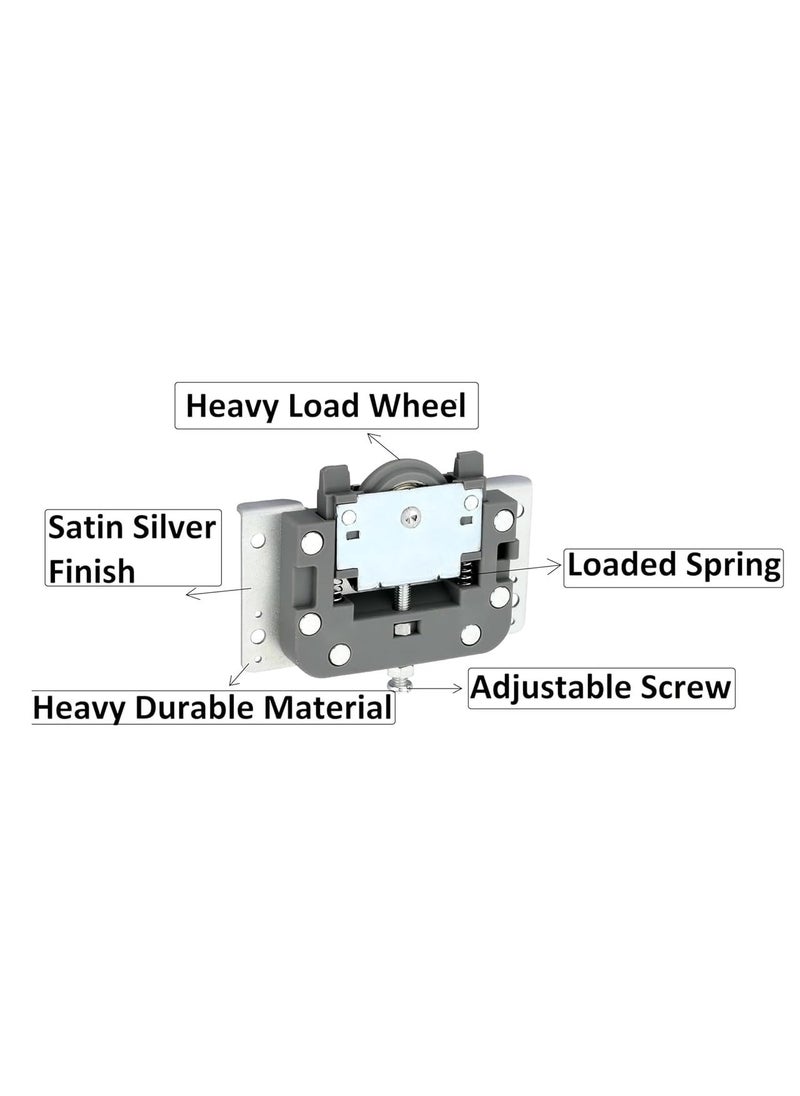 AIVIN AIVIN Stainless Steel Heavy Duty Top Screw Soft Close Wardrobe Sliding Double Track Door Roller for Wardrobe Sliding Doors Wooden Sliding Doors Glass Sliders Color Silver  - Image 5