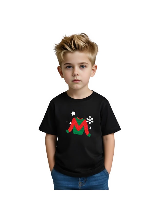 برينت شوب فور مي تي شيرت مطبوع عليه حروف عيد الميلاد الأولى للأطفال للأولاد - هدية عطلة ممتعة واحتفالية لطفلك الصغير - هدايا للأصدقاء والعائلة تي شيرت مطبوع برقبة دائرية للأطفال - Image 1