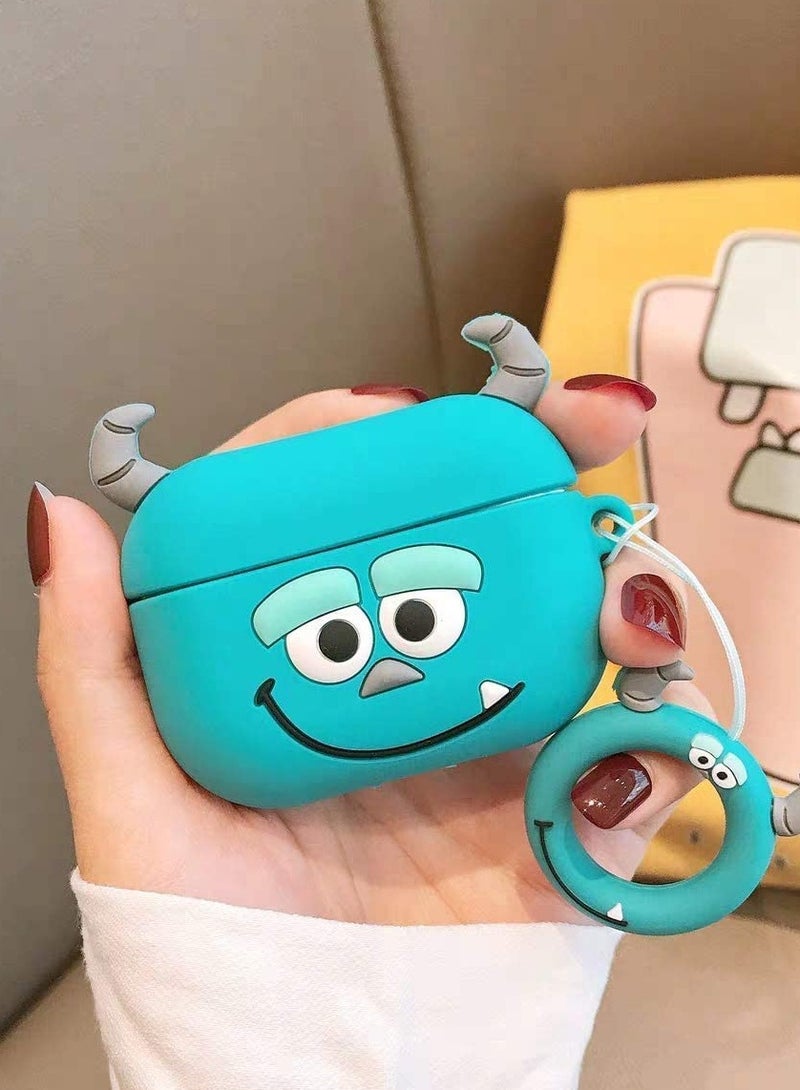 AirPods Pro Case, Shockproof Protective Silicone Cover for AirPods Pro Funny Design (Shelby Monsters Inc.), Soft Silicone Shockproof Cover with Carabiner, Case for AirPods Pro Earphone  - Image 1