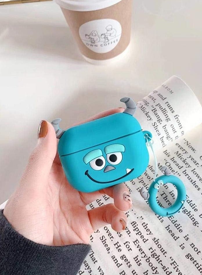 AirPods Pro Case, Shockproof Protective Silicone Cover for AirPods Pro Funny Design (Shelby Monsters Inc.), Soft Silicone Shockproof Cover with Carabiner, Case for AirPods Pro Earphone  - Image 2