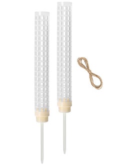 Generic Set of 2 Coconut Moss Poles with Ground Rope for Indoor Climbing Plants - 27cm White Plant Stakes for Promoting Upward Growth.  - Image 1