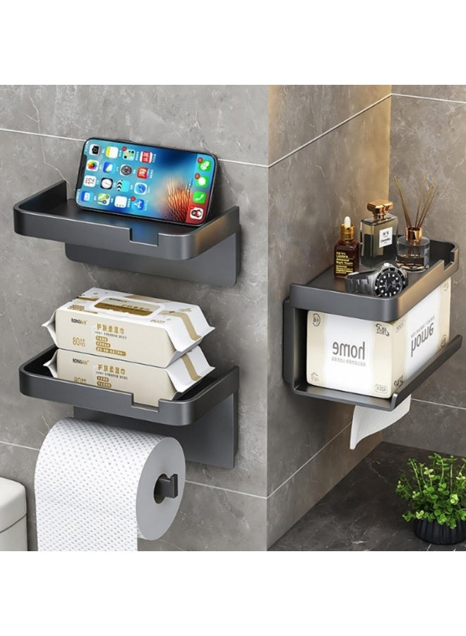 XiuWoo Toilet Paper Holder Wall Mount, Bathroom Tissue Holder With Shelf, Toilet Paper Roll Holder For Bathroom Home Living Room Toilet - Image 3