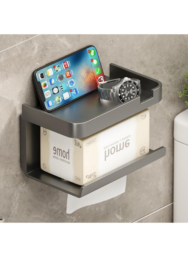 XiuWoo Toilet Paper Holder Wall Mount, Bathroom Tissue Holder With Shelf, Toilet Paper Roll Holder For Bathroom Home Living Room Toilet - Image 1