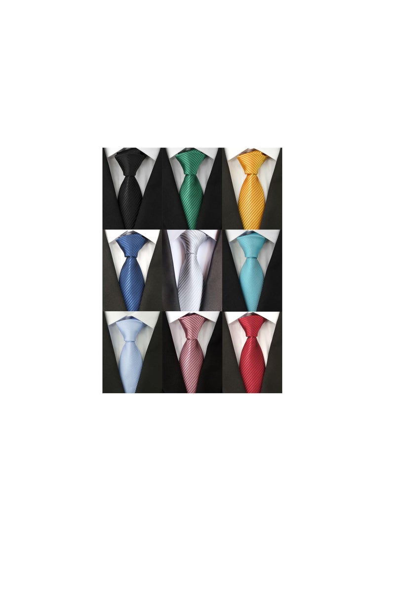 Adulove Men's Necktie Classic Silk Tie Woven Jacquard Neck Ties 9 PCS - Image 1