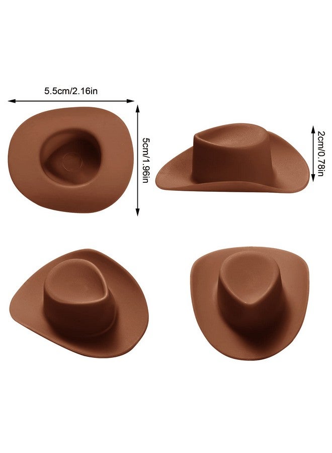 mifengda 50 Pieces Mini Western Cowboy Cowgirl Hat Plastic Miniature Western Hat Doll Hat Brown Mini Western Hats For Crafts Doll Dress Up(Brown)  - Image 3