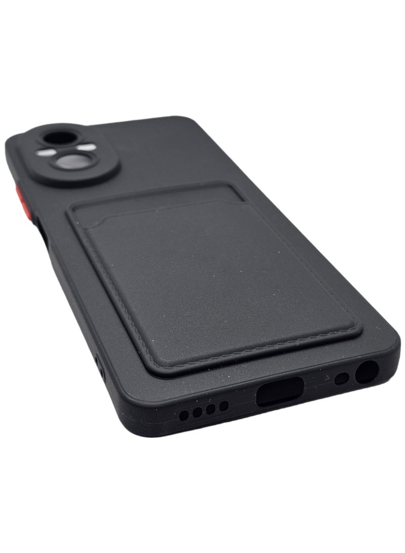 Hard Silicone Back Cover With Card Pocket For Realme C67 4G - Black - Image 4