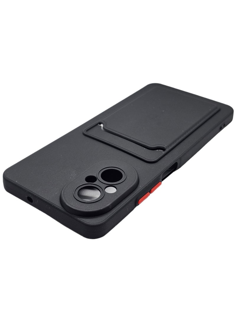Hard Silicone Back Cover With Card Pocket For Realme C67 4G - Black - Image 5