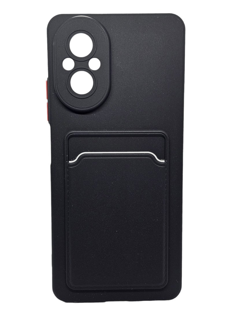 Hard Silicone Back Cover With Card Pocket For Realme C67 4G - Black - Image 1