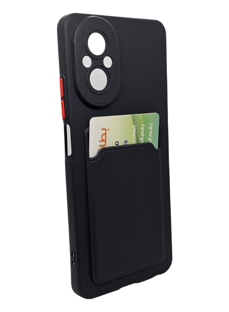 Hard Silicone Back Cover With Card Pocket For Realme C67 4G - Black - Image 3