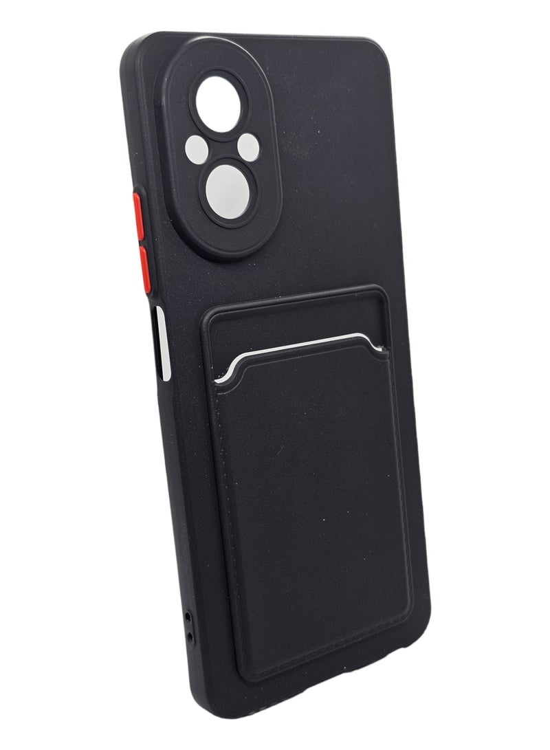 Hard Silicone Back Cover With Card Pocket For Realme C67 4G - Black - Image 2