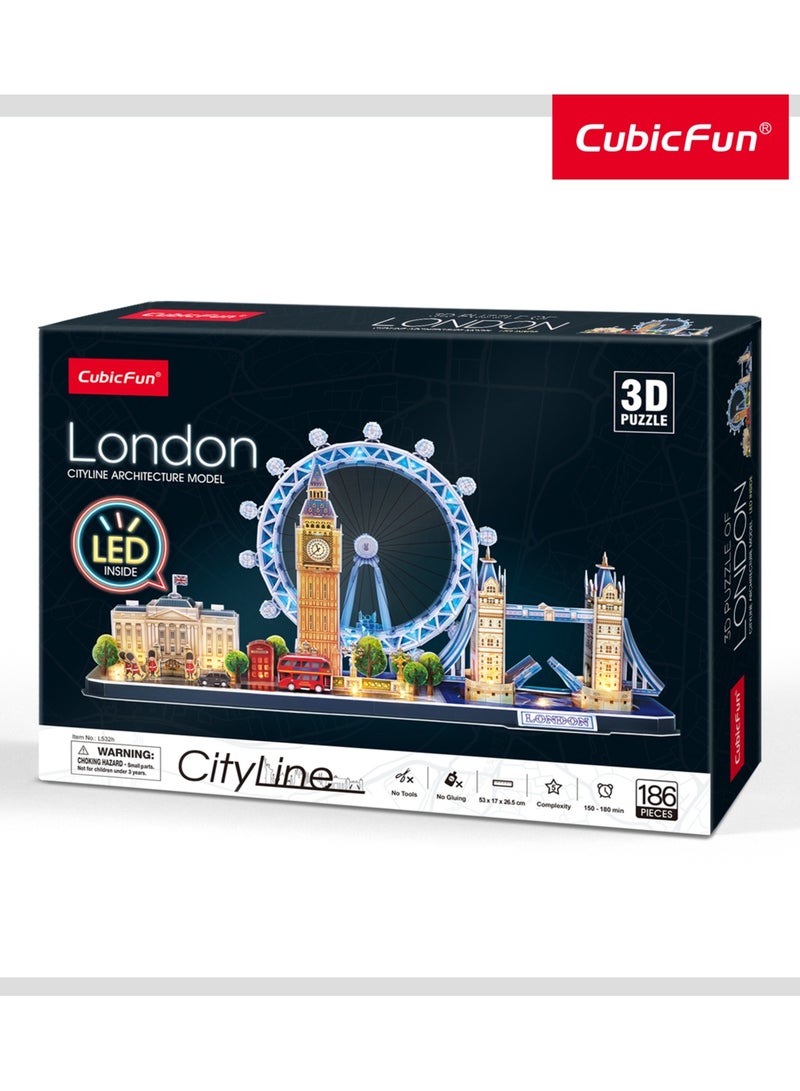 CubicFun 3D Puzzle City Line London 186 Pieces | Building Kit | For Adults and Children - Image 1