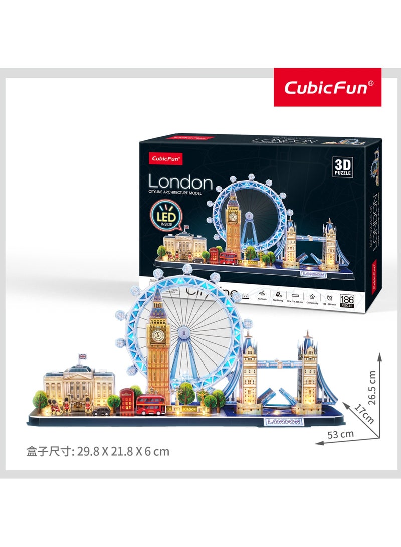 CubicFun 3D Puzzle City Line London 186 Pieces | Building Kit | For Adults and Children - Image 3