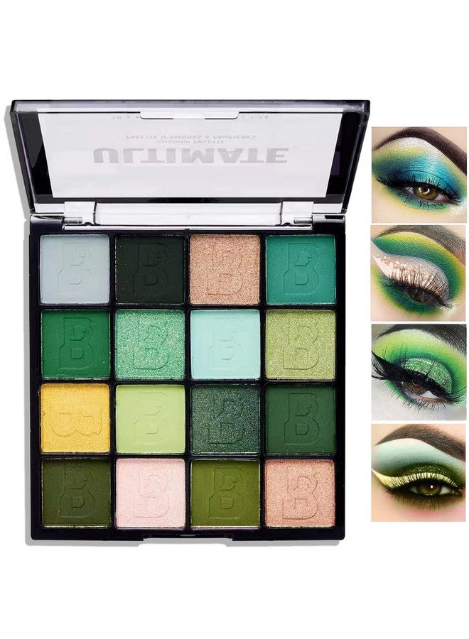 Fusang Green Eyeshadow Palette,16 Colors Shimmer Matte Eye Shadow Palette Highly Pigmented Long Wear Waterproof Eyeshadow Makeup Palette Professional Colorful Glitter Eye Shadow Powder Palet Eye Makeup - Image 2