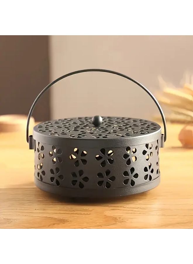 Coffee Color Retro Metal Mosquito Coil Holder Portable Insect Repellent Tray for Home Outdoor Camping - Image 1