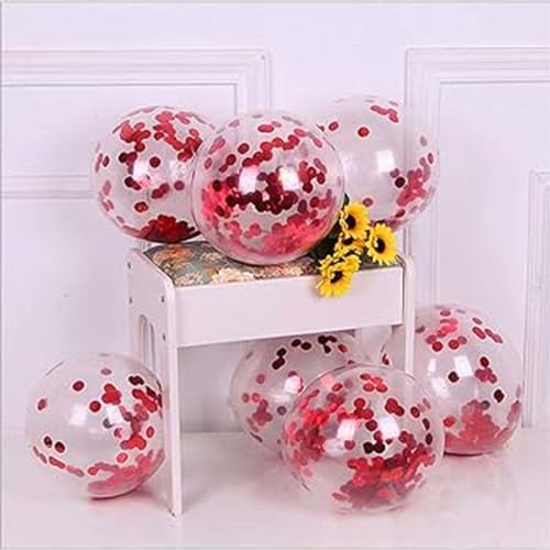 SOI Happy Anniversary Round Foil Balloon 10 PCS Red Heart Foil Balloons For Decoration | Red Confetti Balloons | Anniversary Balloons For Decoration - Image 5
