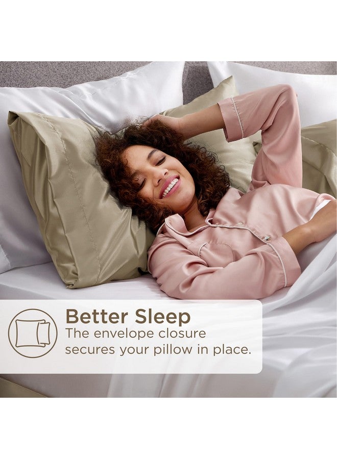 Bedsure Satin Pillowcase 2 Pack Similar to Silk Pillow Cases Standard Size, Pillow Case for Sleeping Women with Envelope Closure, Gifts for Women Men, Taupe, 20x26 Inches - Image 5