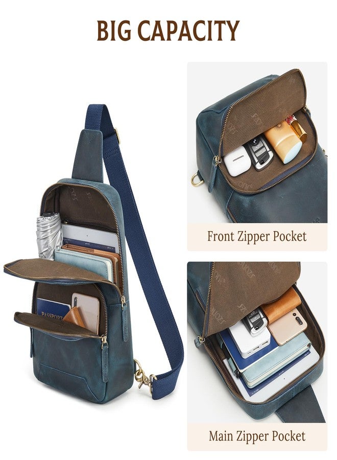S-ZONE Sling Bag for Men Women RFID Blocking Genuine Leather Crossbody Shoulder Bag Backpack Hiking Daypack Travel - Image 5