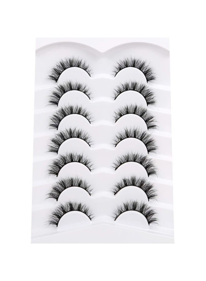 Pooplunch False Eyelashes Cat Eye Lashes Natural Cluster Extension Look Wispy Short Volume 8D Faux Mink Lashes Fake Eyelashes Strips 7 Pairs Pack - Image 3
