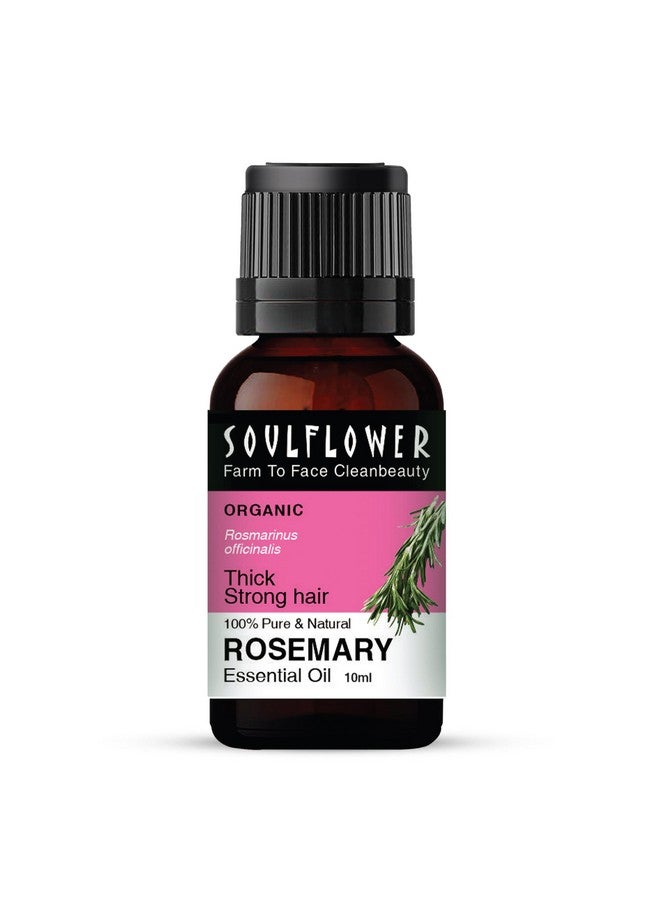 Soulflower Rosemary Essential Oil for Hair Growth, Hair Fall Control, Hair Nourishment & Strengthens, Skin Care| Clinically Proven and Ecocert Certified Organic 100% Pure & Natural Undiluted, 10ml - Image 1