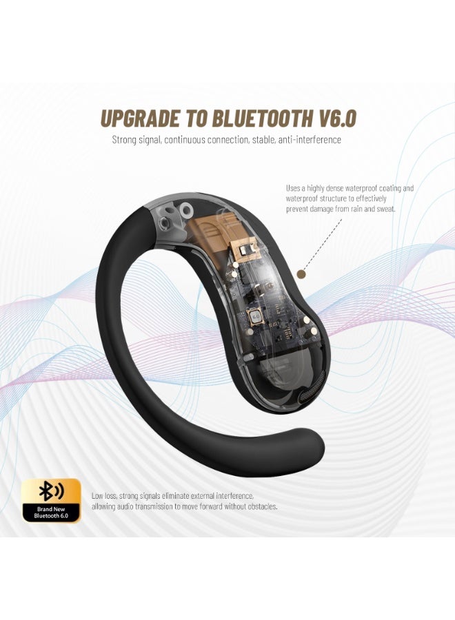 Philips TAQ2120, Earphone,True Open Ear Headphones,True Wireless Earbuds, Ear Hooks,Ultra-long Playtime, IP67 Water and Dust Proof with ANC,AI Call Noise Reduction,Sterling Sound, Secure Fit and Comfort, For Sports, Work, black - Image 3