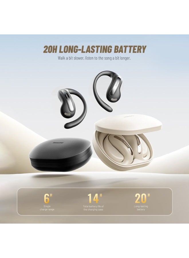 Philips TAQ2120, Earphone,True Open Ear Headphones,True Wireless Earbuds, Ear Hooks,Ultra-long Playtime, IP67 Water and Dust Proof with ANC,AI Call Noise Reduction,Sterling Sound, Secure Fit and Comfort, For Sports, Work, black - Image 4