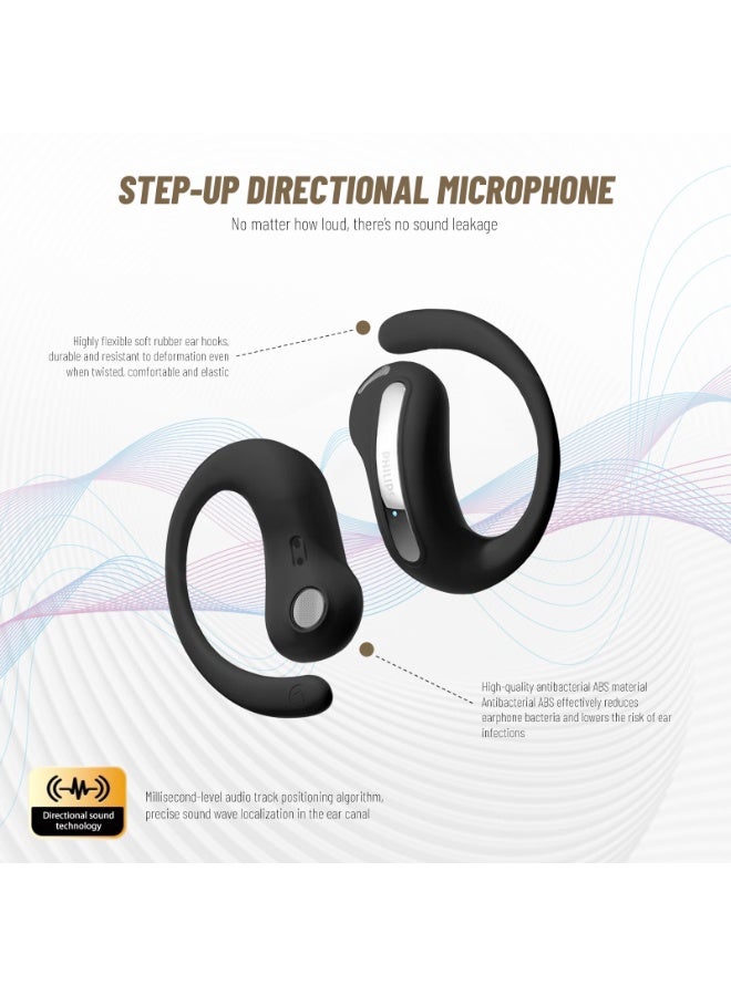 Philips TAQ2120, Earphone,True Open Ear Headphones,True Wireless Earbuds, Ear Hooks,Ultra-long Playtime, IP67 Water and Dust Proof with ANC,AI Call Noise Reduction,Sterling Sound, Secure Fit and Comfort, For Sports, Work, black - Image 2