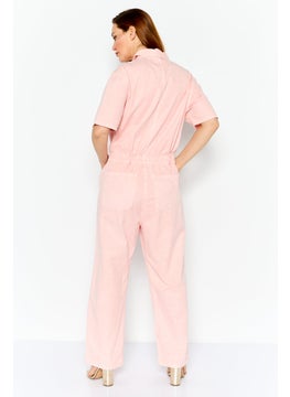 Wrangler Women Brand Logo Short Sleeveless Jumpsuit, Pink  - Image 2