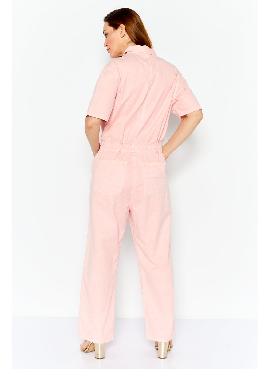 Wrangler Women Brand Logo Short Sleeveless Jumpsuit, Pink  - Image 2